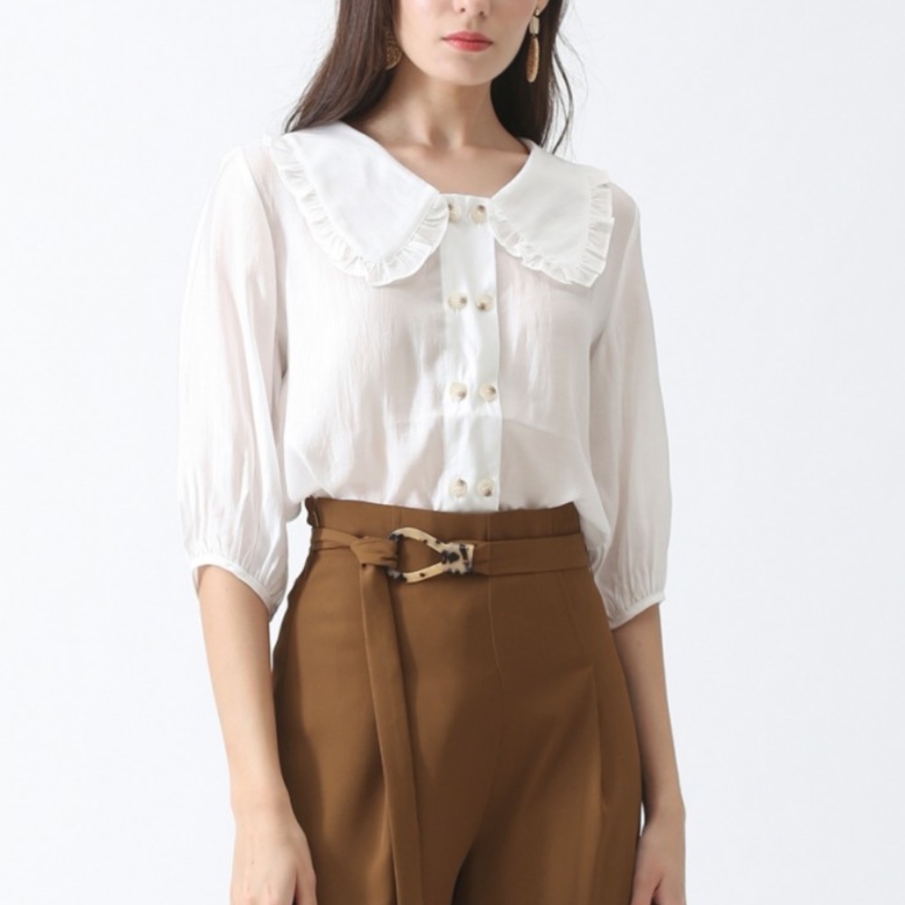 Chicwish Peter Pan Collar White 3/4 Top